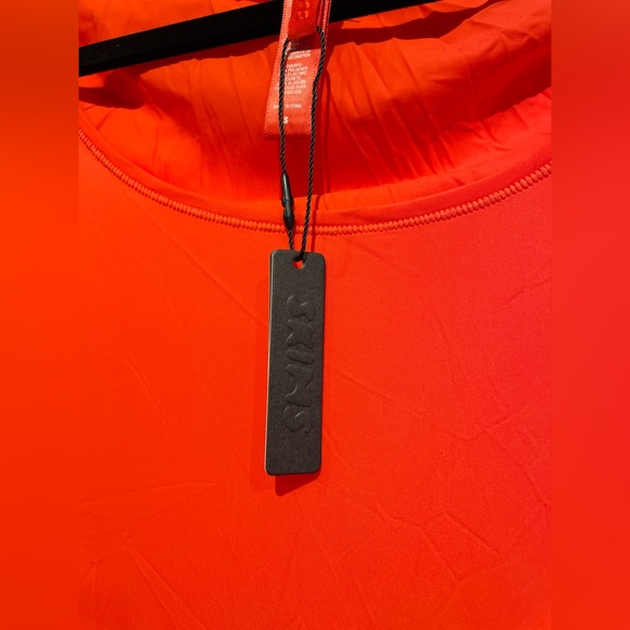 NWT SKIMS Sheer Scoop Neck Long Sleeve Thong Bodysuit Poppy Size S & 3x - Picture 7 of 8